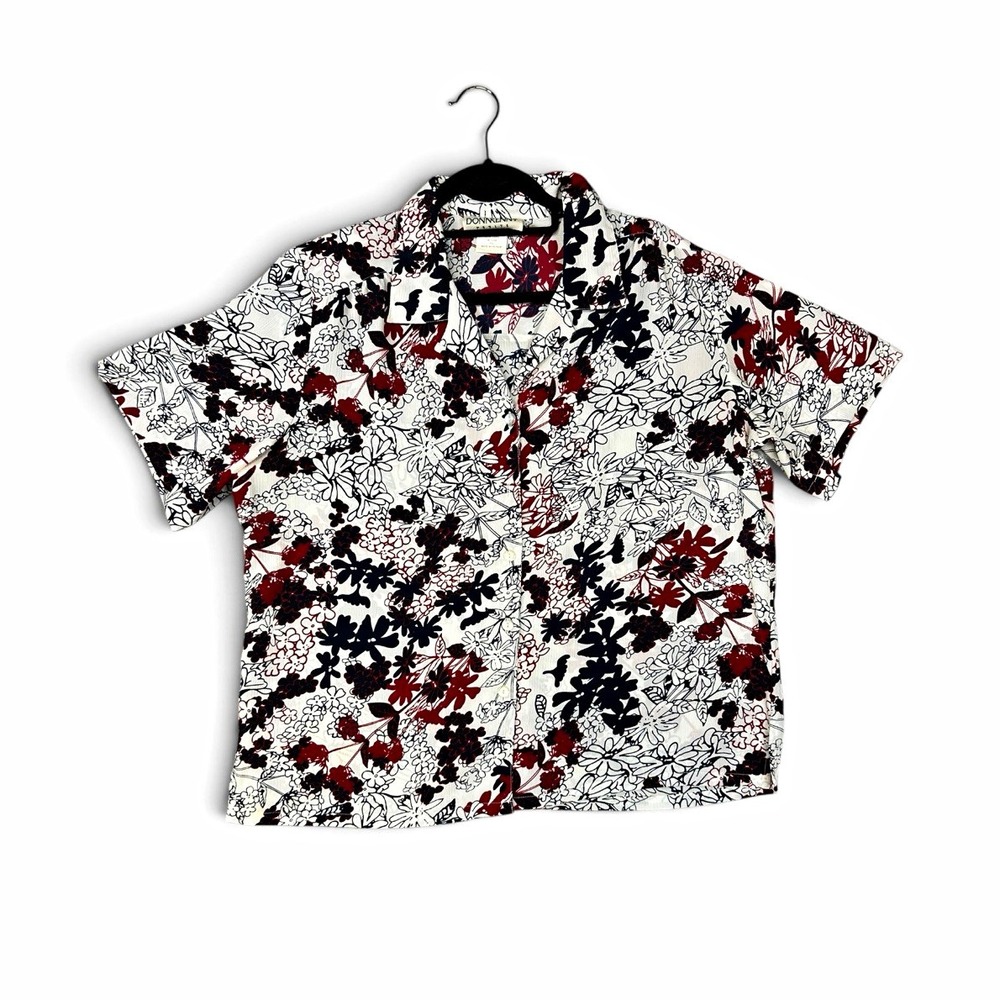 DONNKENNY Women's Petite PXL Chiffon Floral Collared Button-Up Blouse